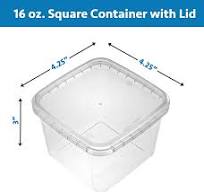 Container and Lid Combo 16oz square, (500pcs-Box)